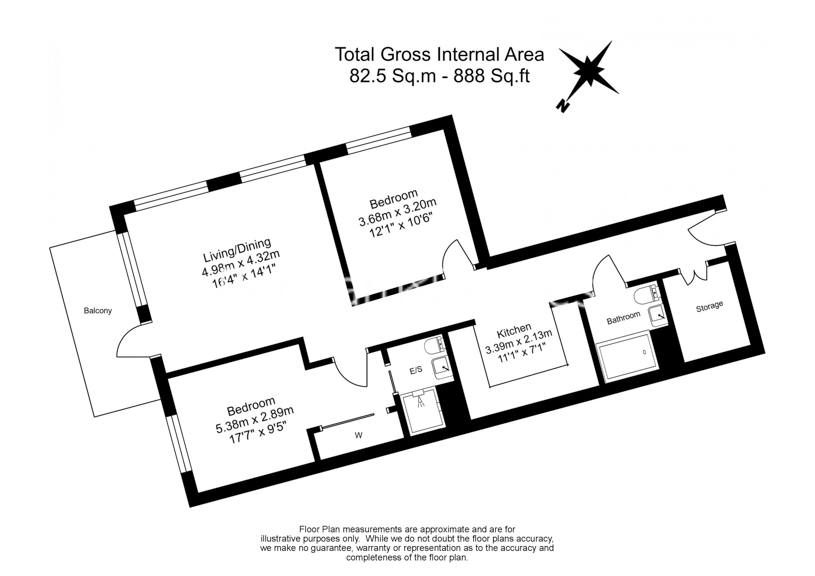 2 bedrooms flat to rent in Denver Building, Nine Elms, SW11-Floorplan