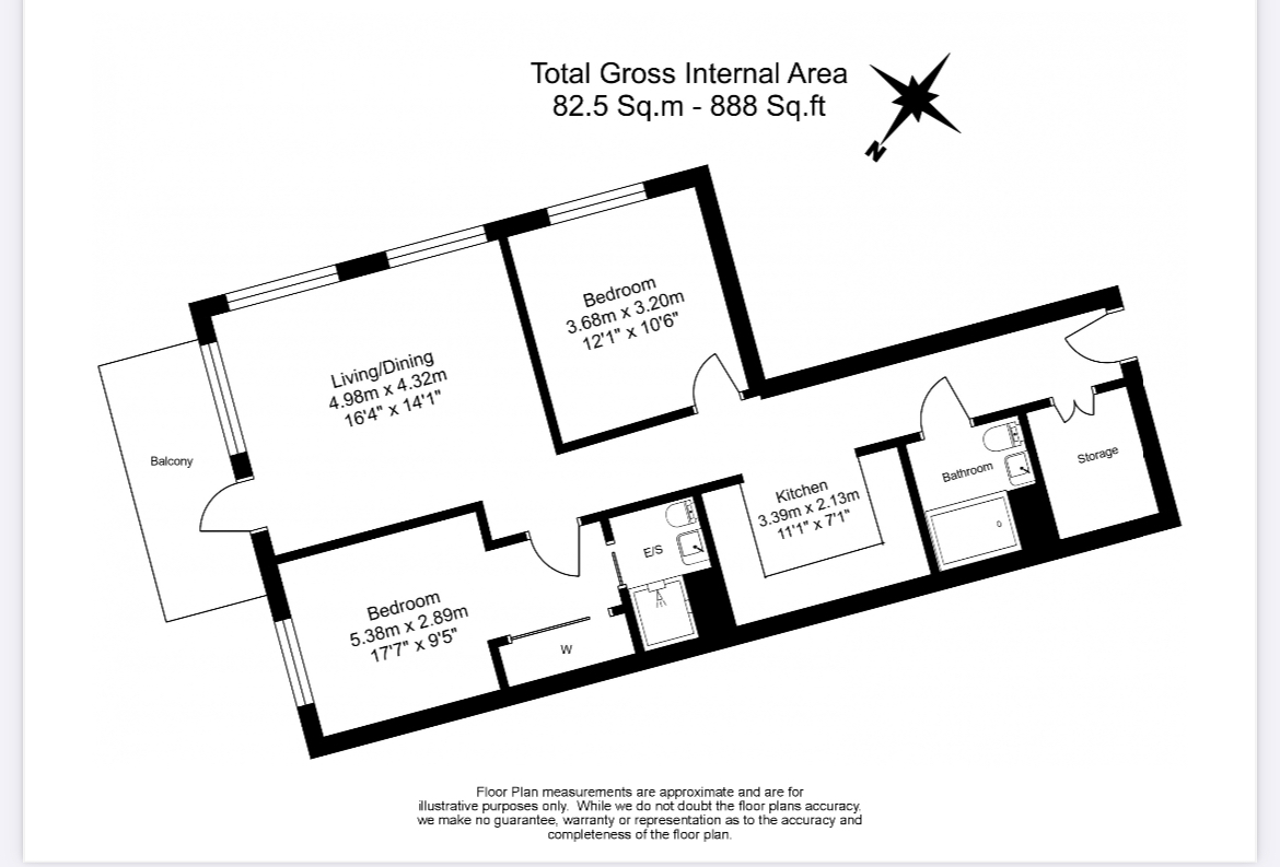 2 bedrooms flat to rent in Denver Building, Nine Elms, SW11-Floorplan