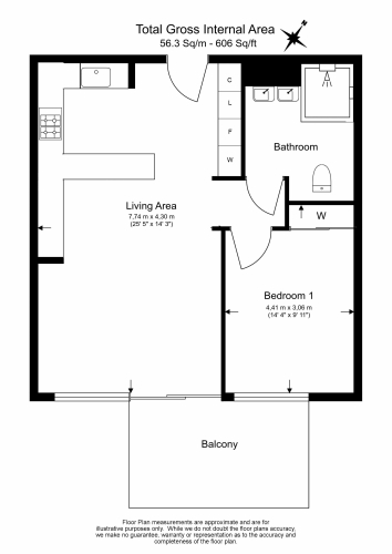 1 bedroom flat to rent in Legacy Building, Viaduct Gardens, SW11-Floorplan