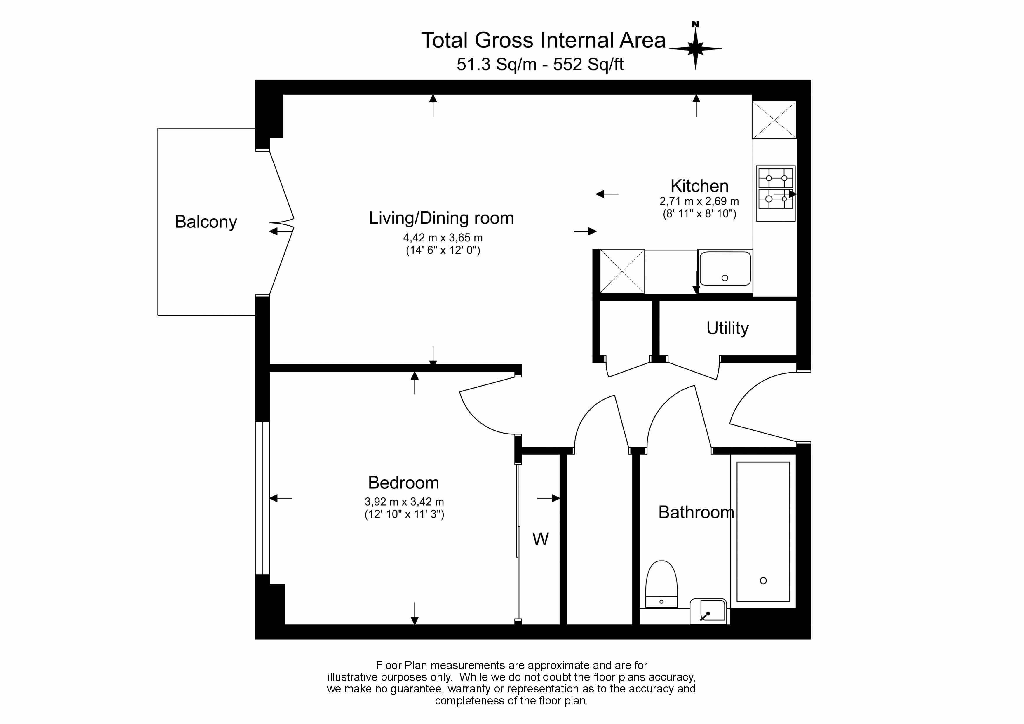1 bedroom flat to rent in Exchange Gardens, Nine Elms, SW8-Floorplan