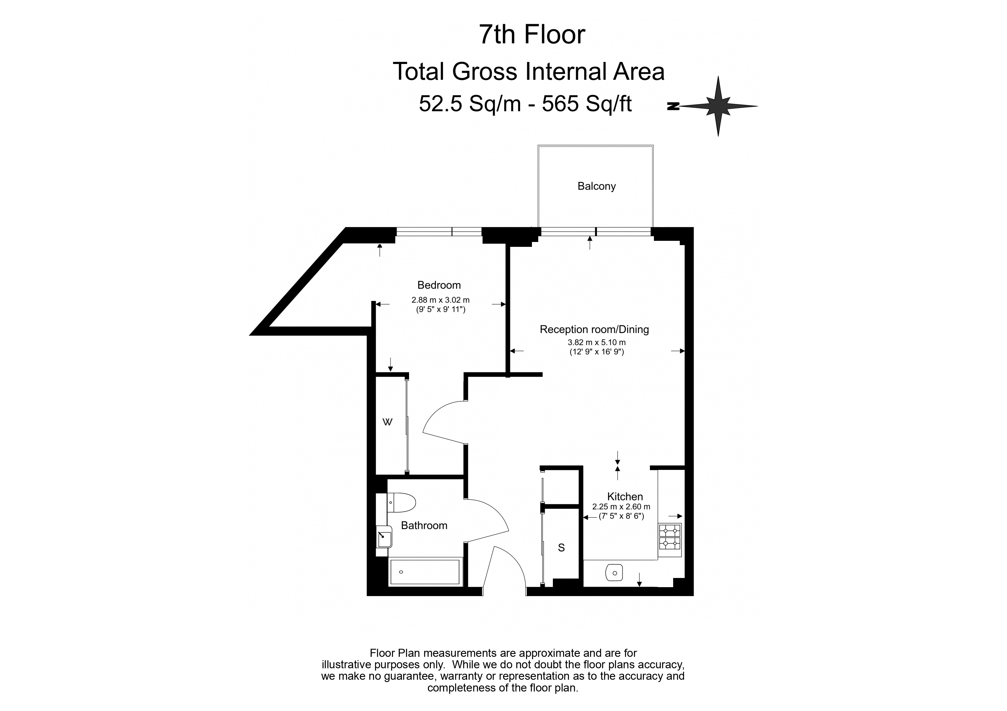 1  bedroom flat to rent in Haines House, Charles Clowes Walk,  SW11-Floorplan