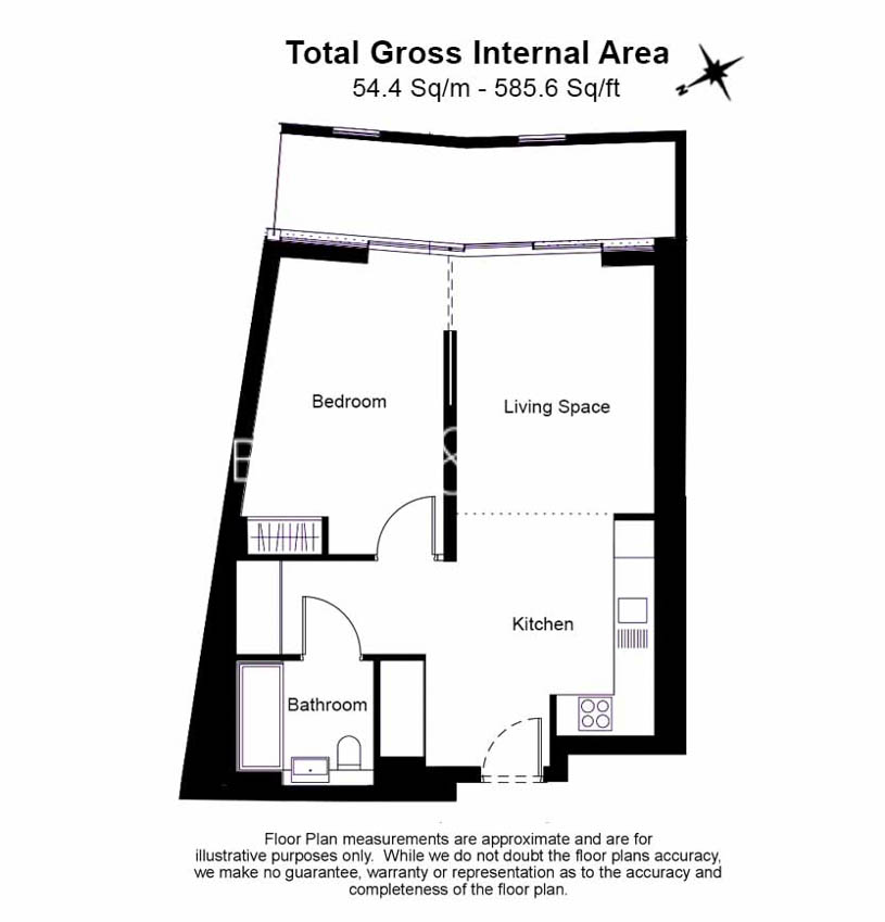 1  bedroom flat to rent in Pearce House, Battersea Power Station , SW11-Floorplan