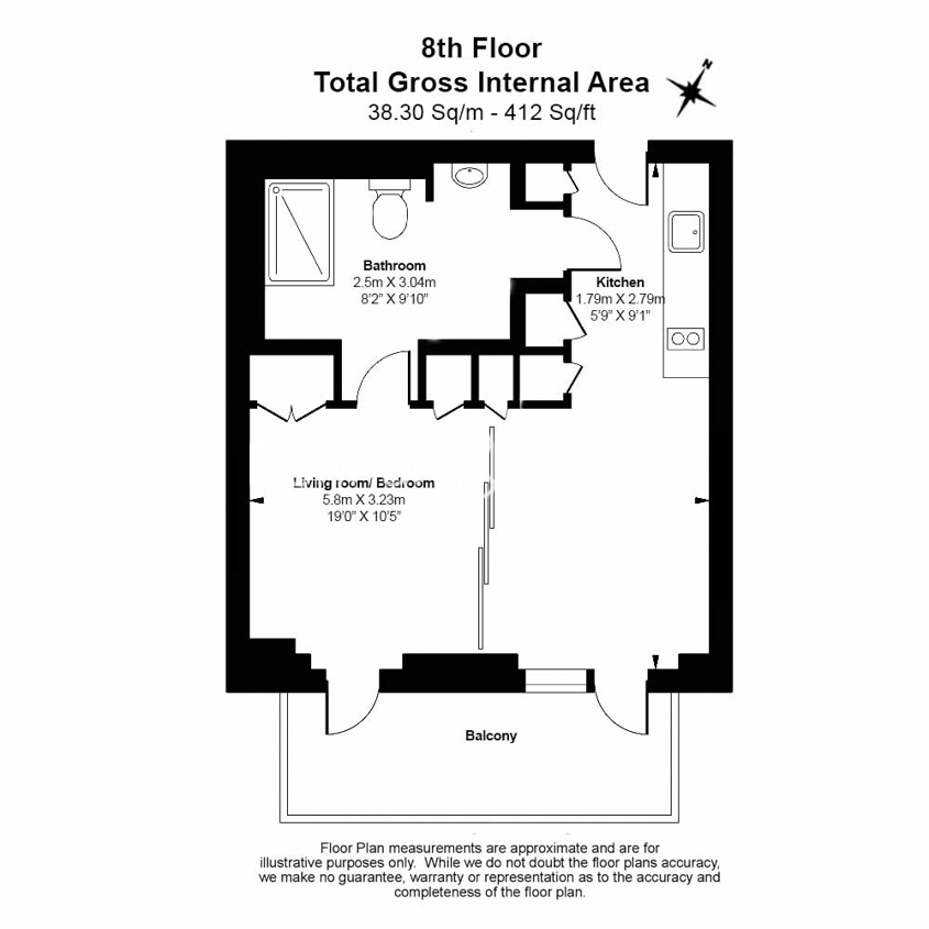 Studio flat to rent in New Union Square, Nine Elms, SW11-Floorplan