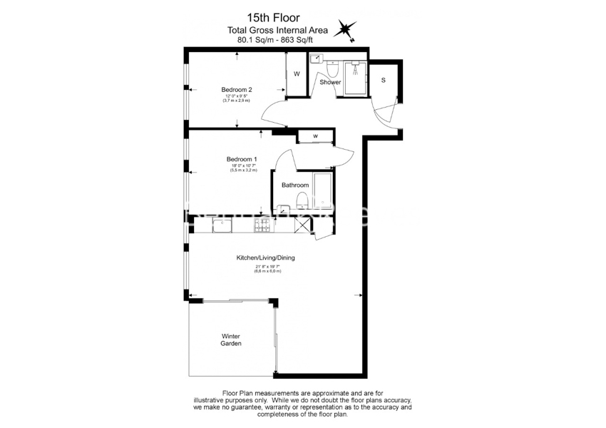 2 bedrooms  for sale in Bondway, Parry St, SW8-Floorplan