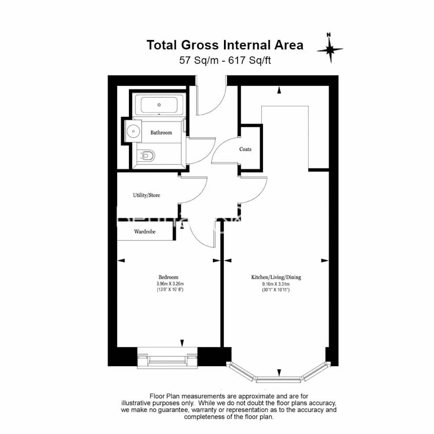 1  bedroom flat to rent in Millbank Quarter, Nine Elms, SW1P-Floorplan