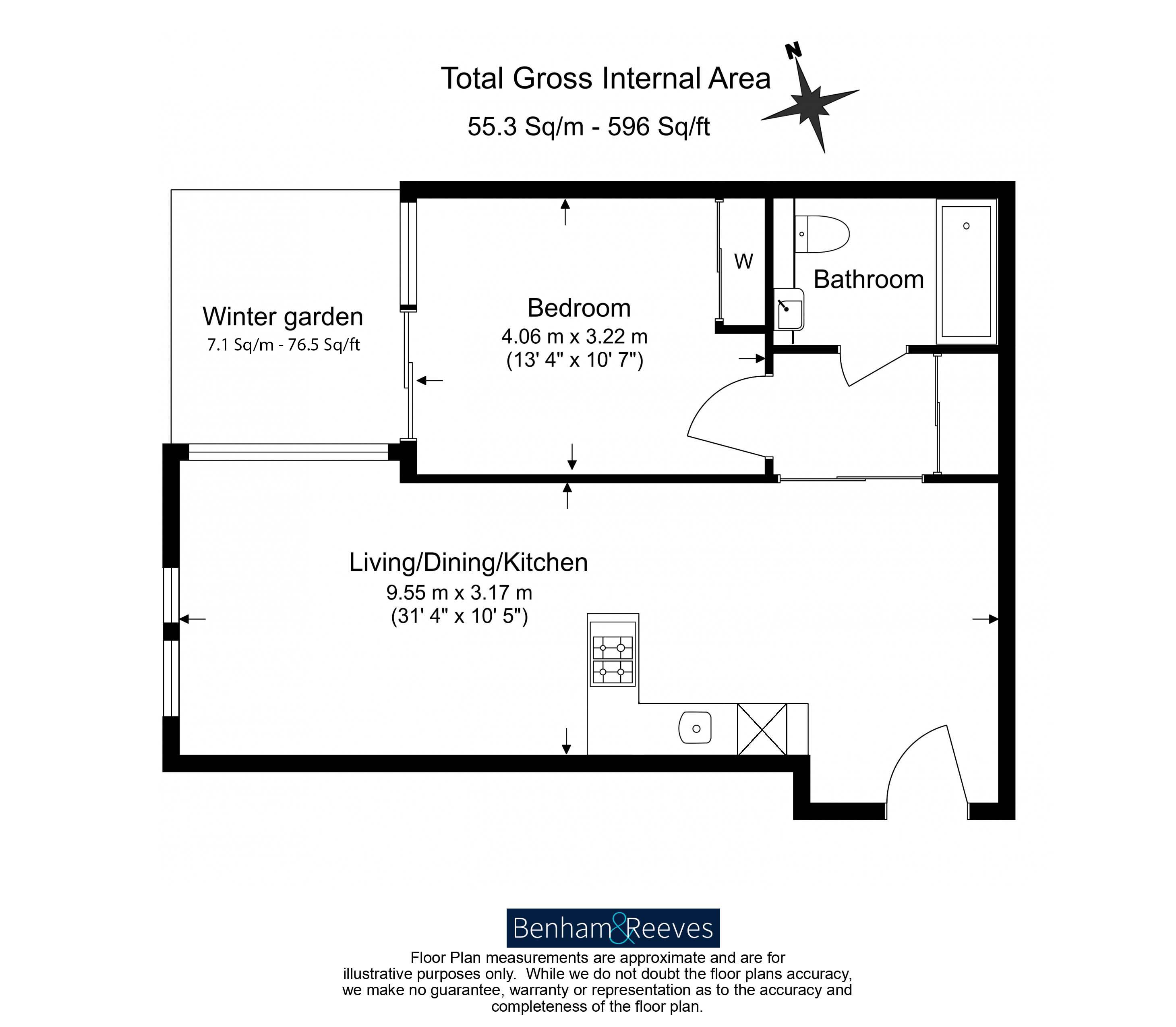 1 bedroom  for sale in Damac tower, Bondway, SW8-Floorplan