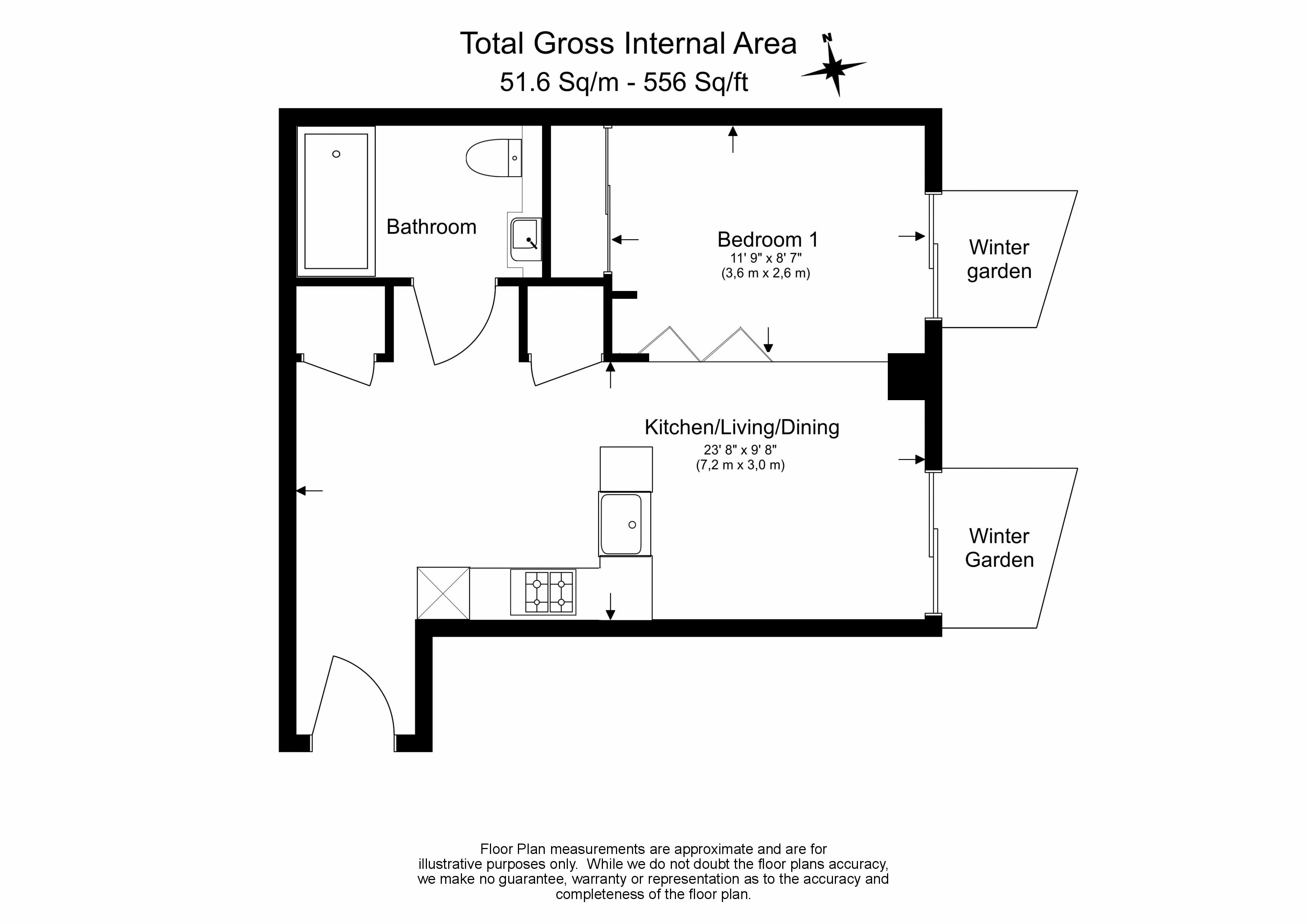 Studio  for sale in Damac Tower, Vauxhall, SW8-Floorplan