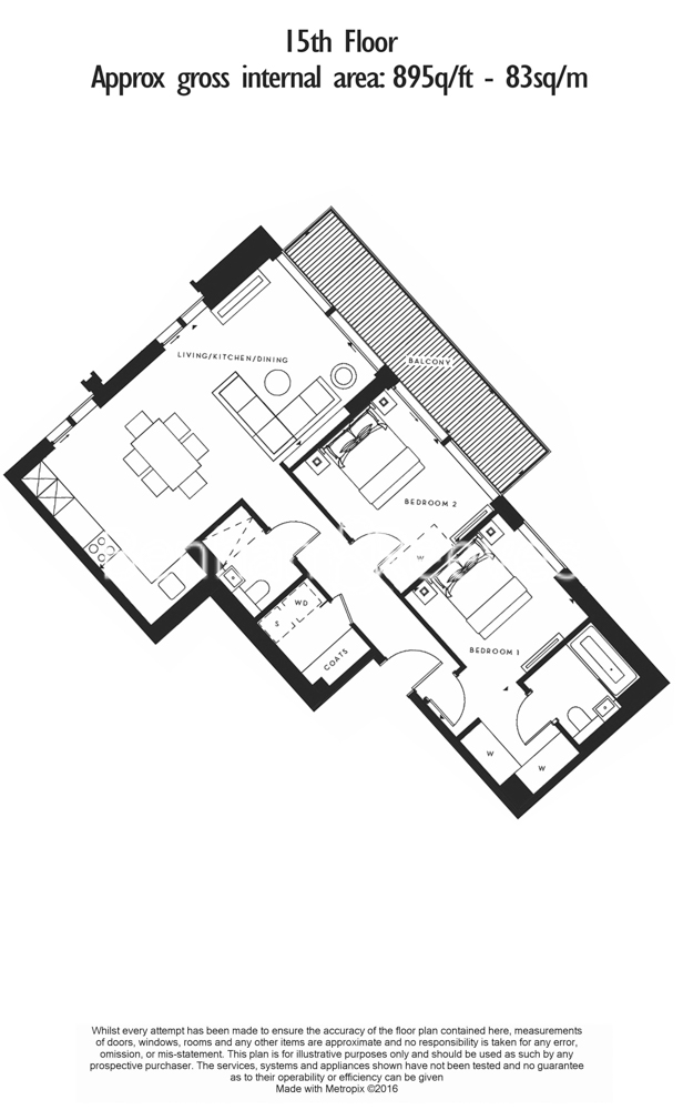 2 bedrooms flat to rent in The Dumont, Albert Embankment, SE1-Floorplan