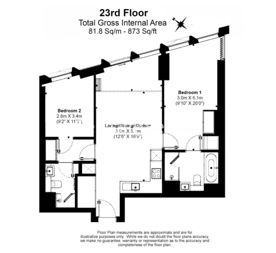 2 bedrooms flat to rent in Carnation Way, Nine Elms, SW8-Floorplan