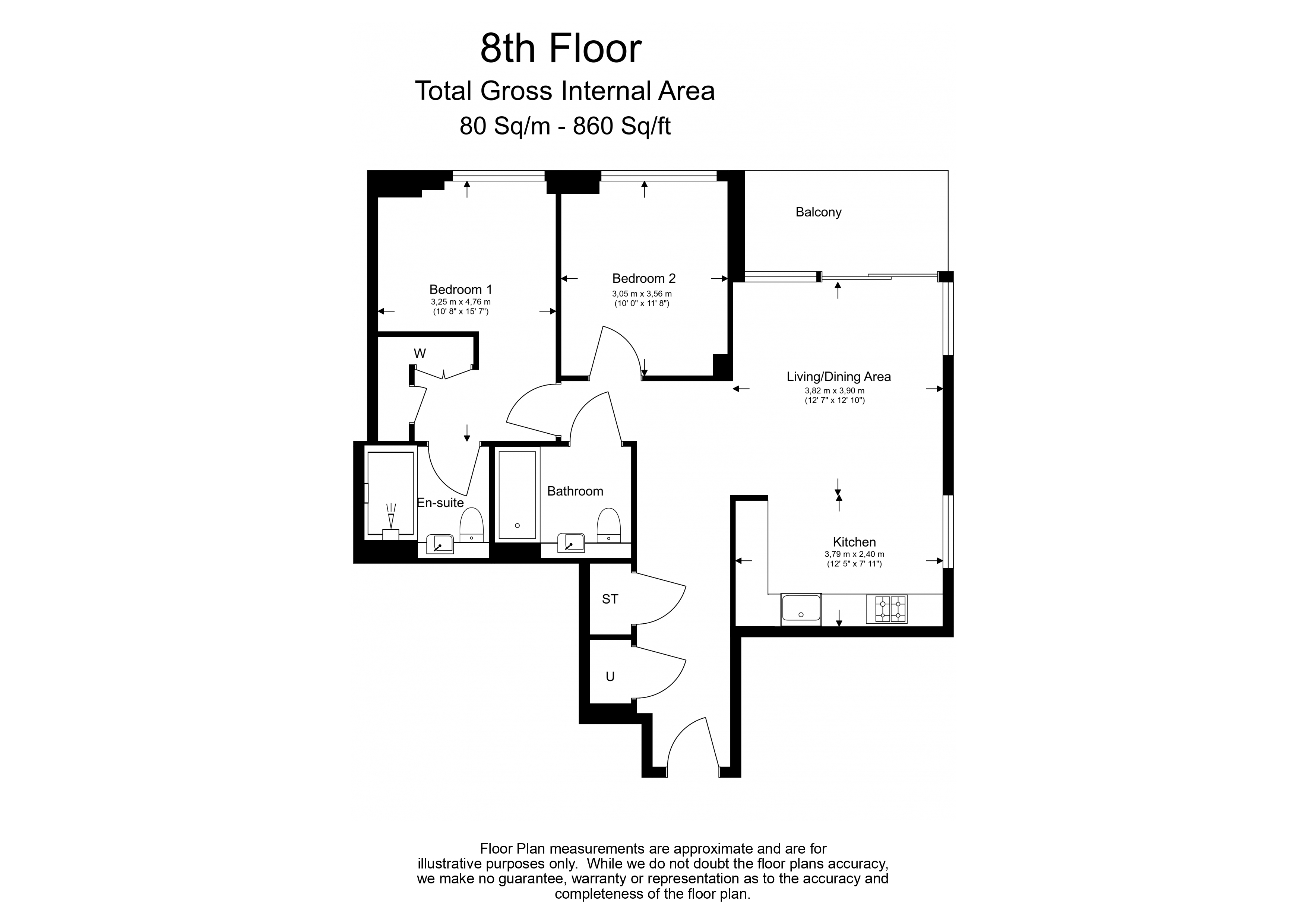 2  bedrooms flat to rent in Salisbury House, Palmer Road, SW11-Floorplan