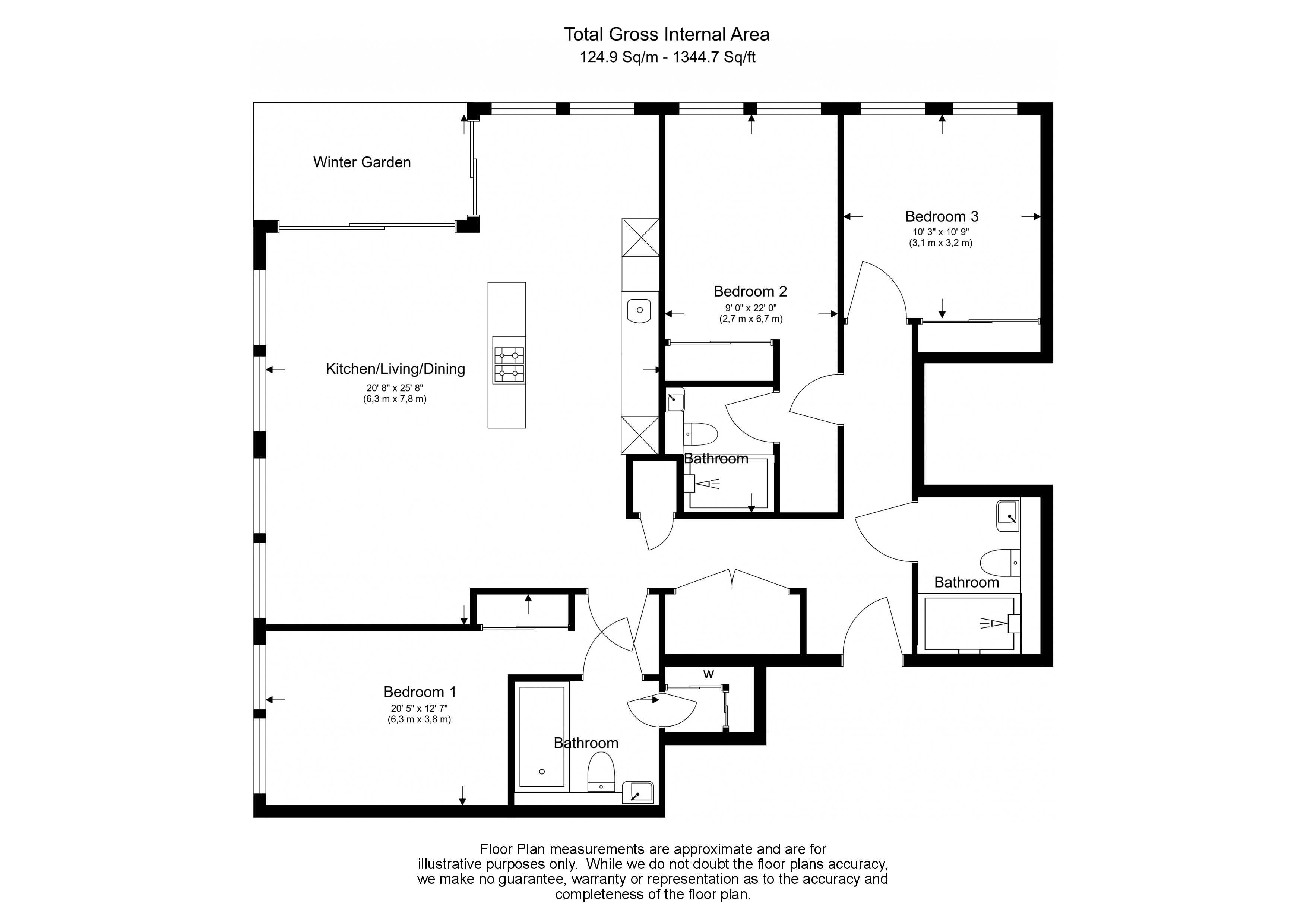 3 bedrooms  for sale in Damac Tower,Vauxhall, SW8-Floorplan