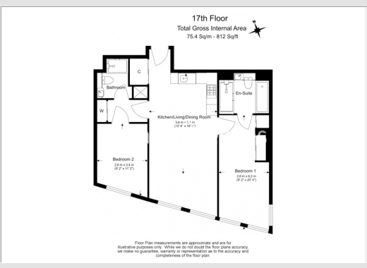 2  bedrooms flat to rent in Thames City, Vauxhall,  SW8-Floorplan