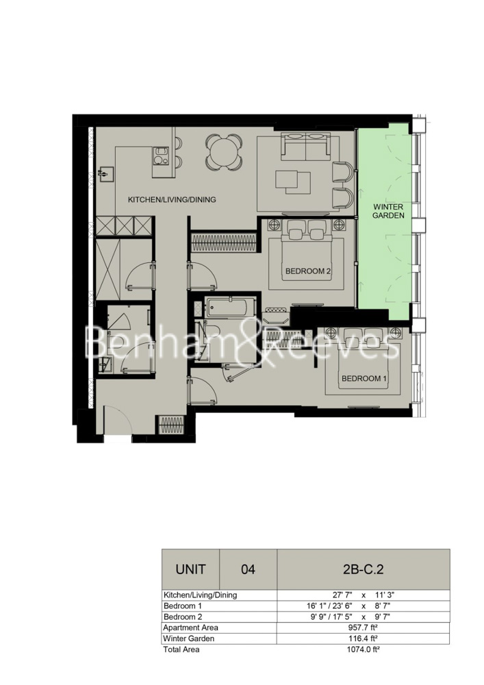 2 bedrooms flat to rent in Damac Tower, 67 Bondway, SW8-Floorplan