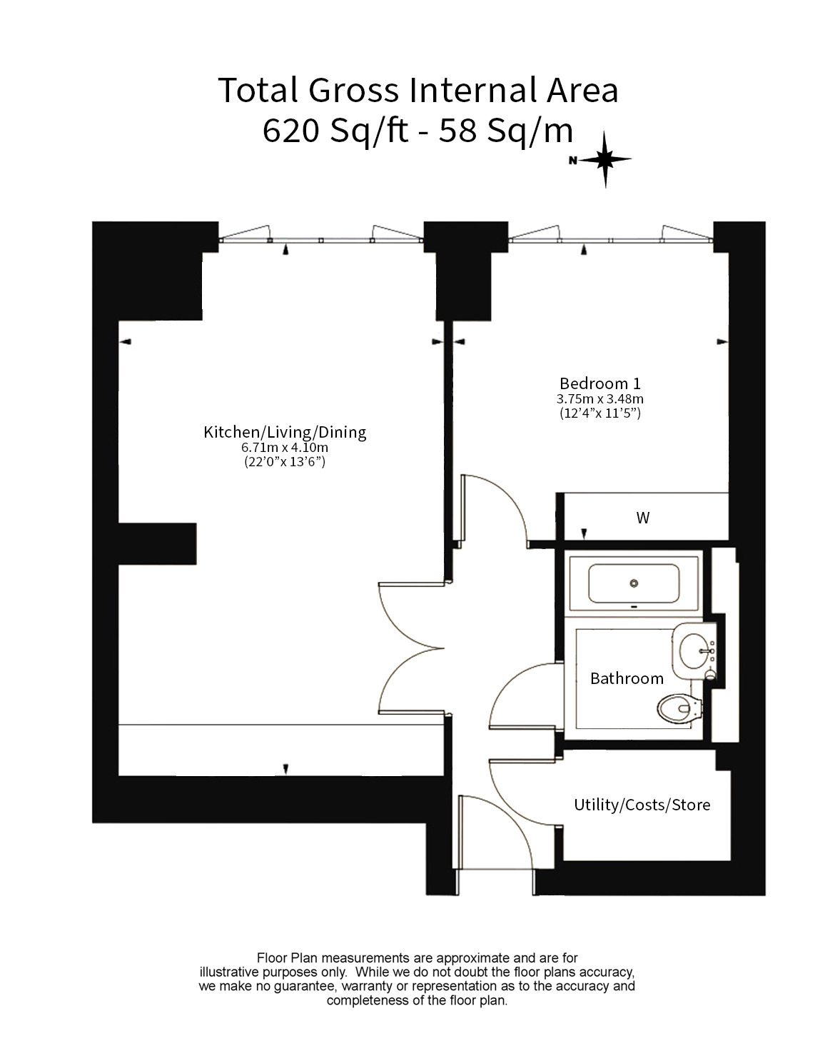 1 bedroom flat to rent in Millbank, Nine Elms, SW1P-Floorplan