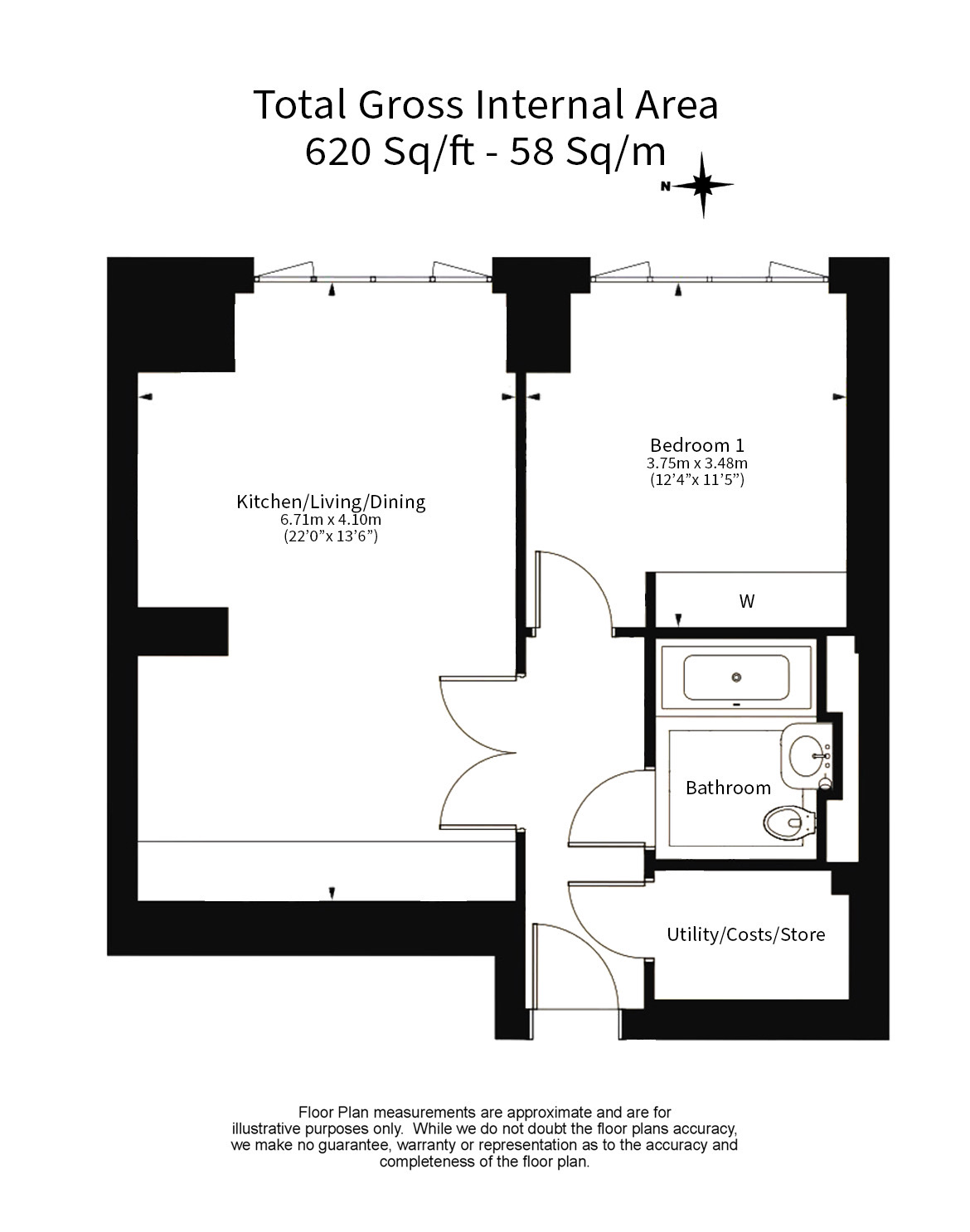1  bedroom flat to rent in Millbank, Nine Elms, SW1P-Floorplan
