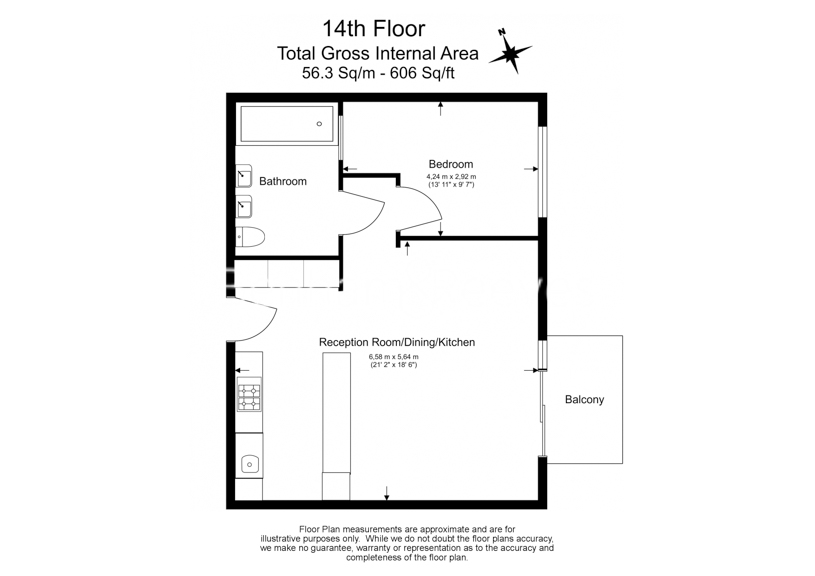 1  bedroom flat to rent in Legacy Building, Nine Elms, SW11-Floorplan