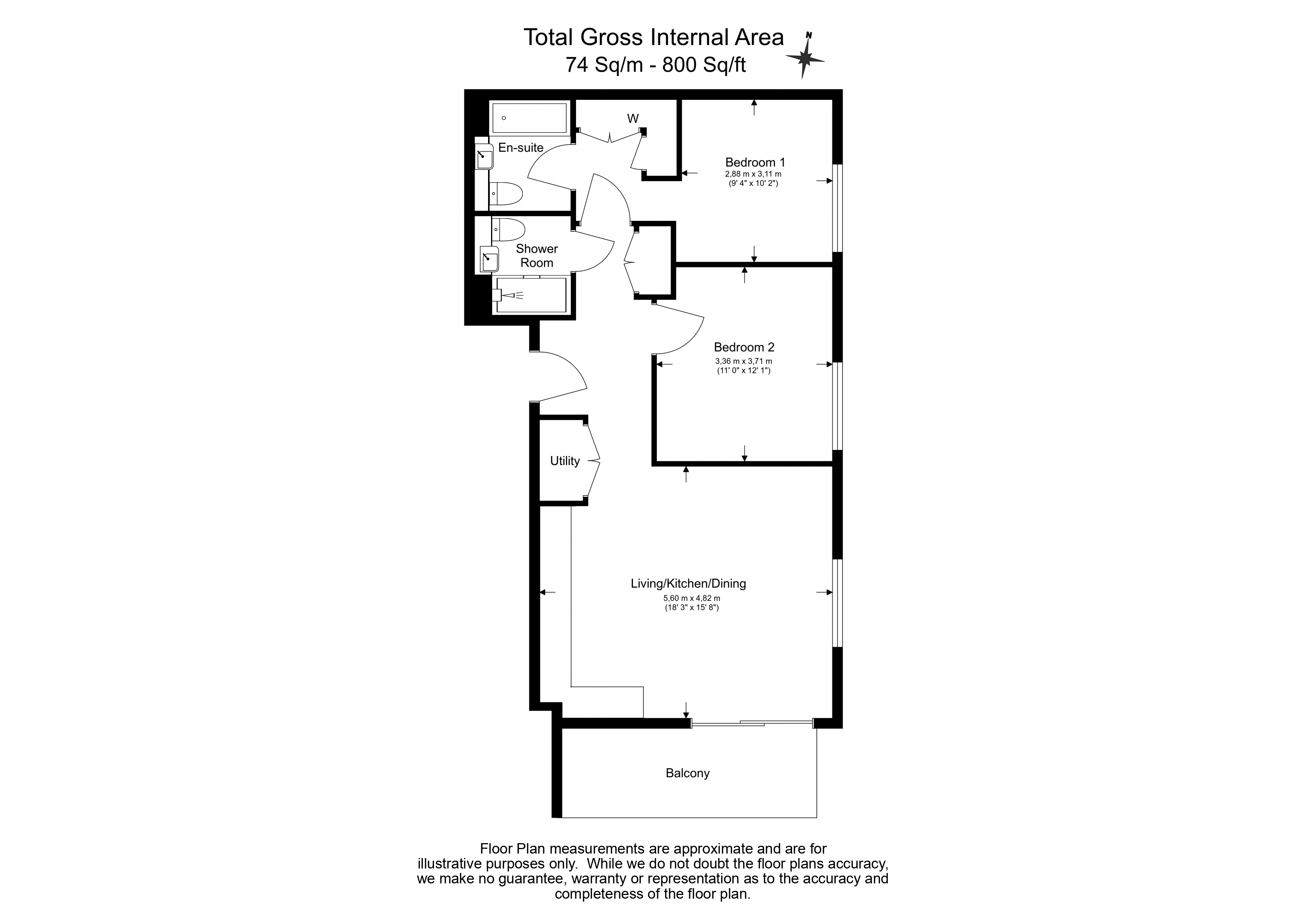2 bedrooms flat to rent in Phoenix Court, Oval, SE11-Floorplan