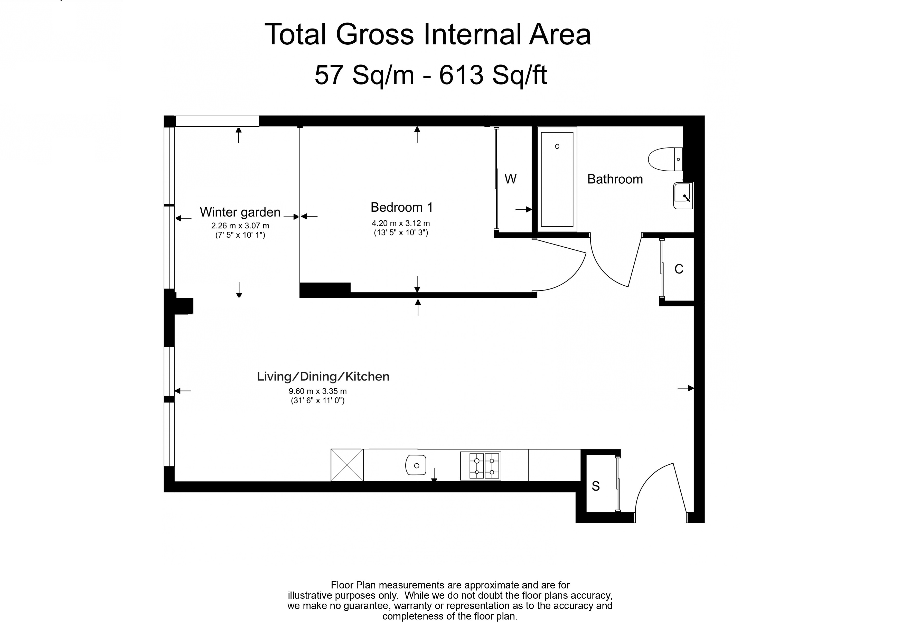 1  bedroom flat to rent in Bondway, Vauxhall, SW8-Floorplan