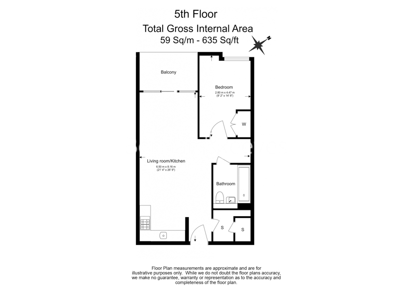 1  bedroom flat to rent in Palmer Road, Battersea, SW11-Floorplan