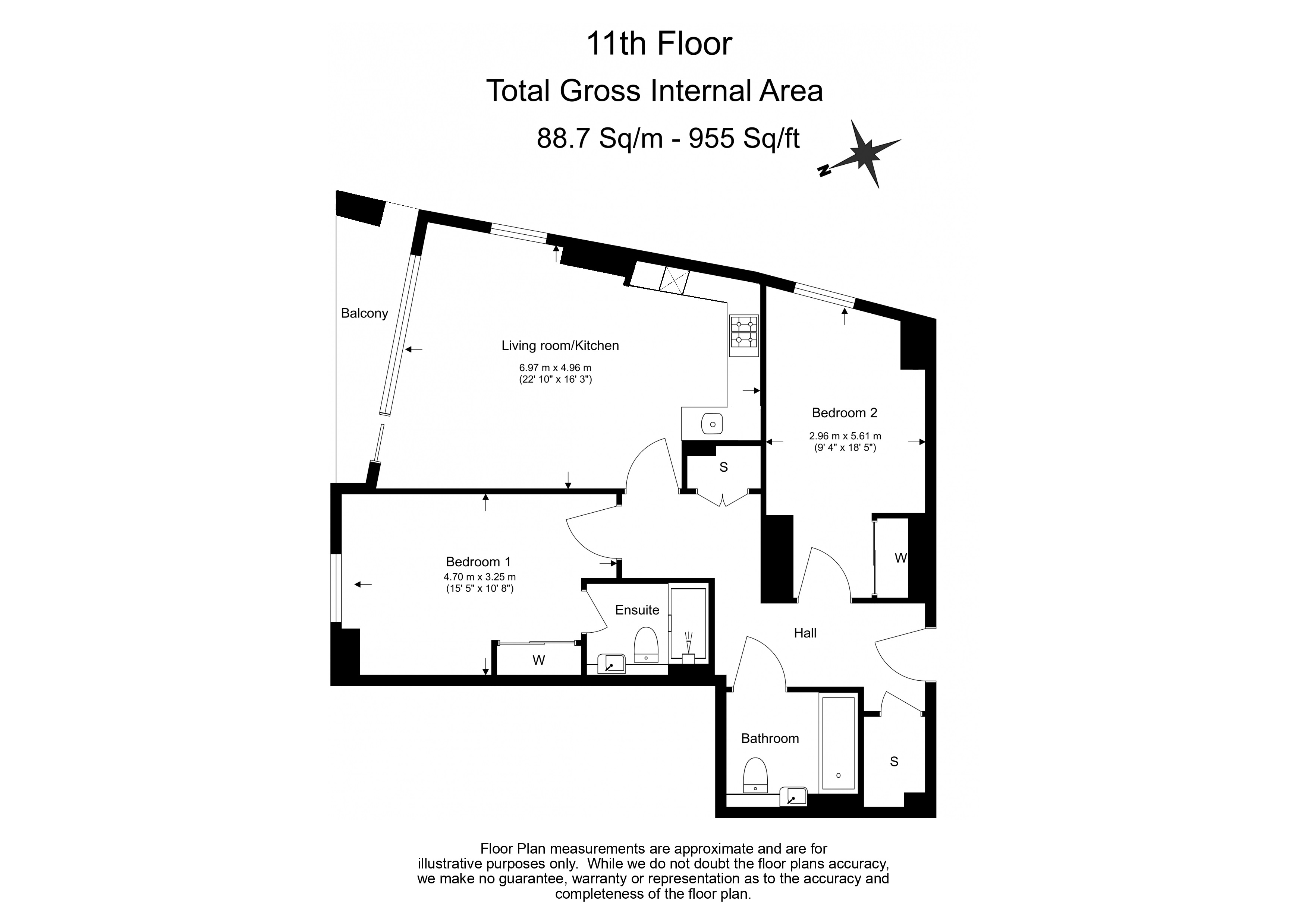 2  bedrooms flat to rent in Wandsworth Road, Nine Elms, SW8-Floorplan