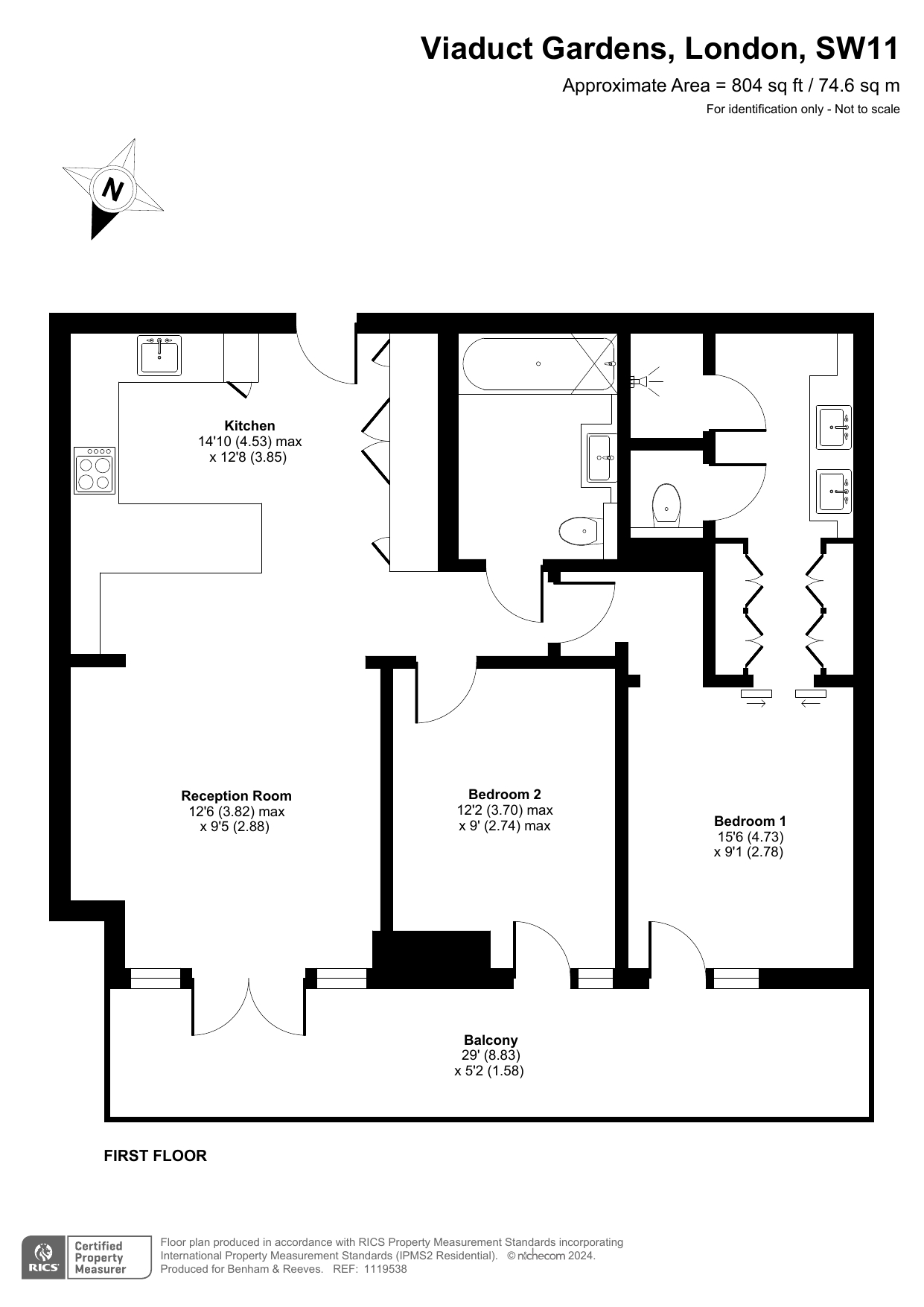 2  bedrooms flat to rent in Legacy Building, Viaduct Gardens, SW11-Floorplan