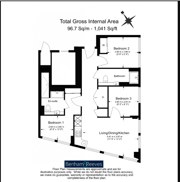 3  bedrooms flat to rent in One Thames City, Carnation way, SW8-Floorplan
