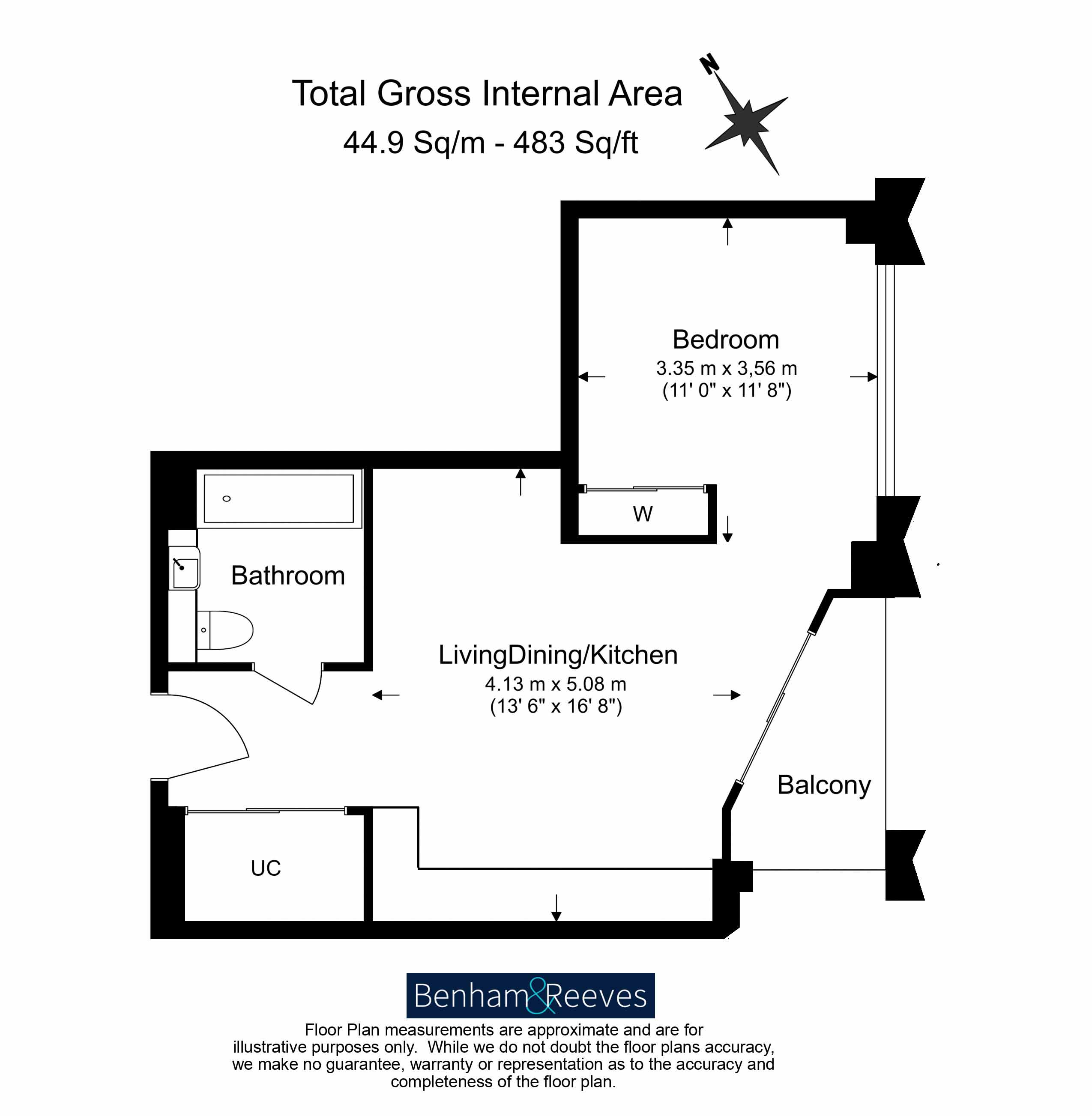Studio flat to rent in One Linear Place, Nine Elms, SW11-Floorplan