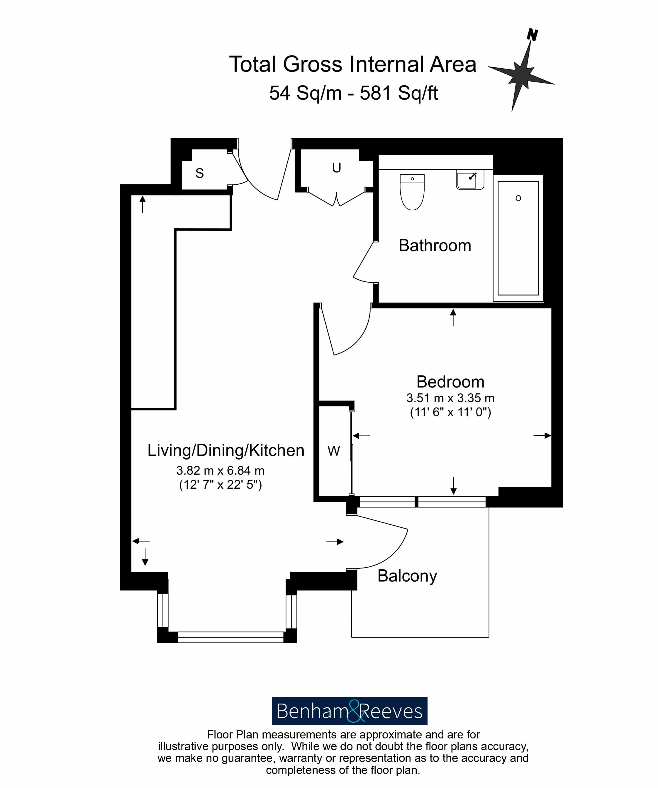 1  bedroom flat to rent in Gasholder Place, Nine Elms, SE11-Floorplan