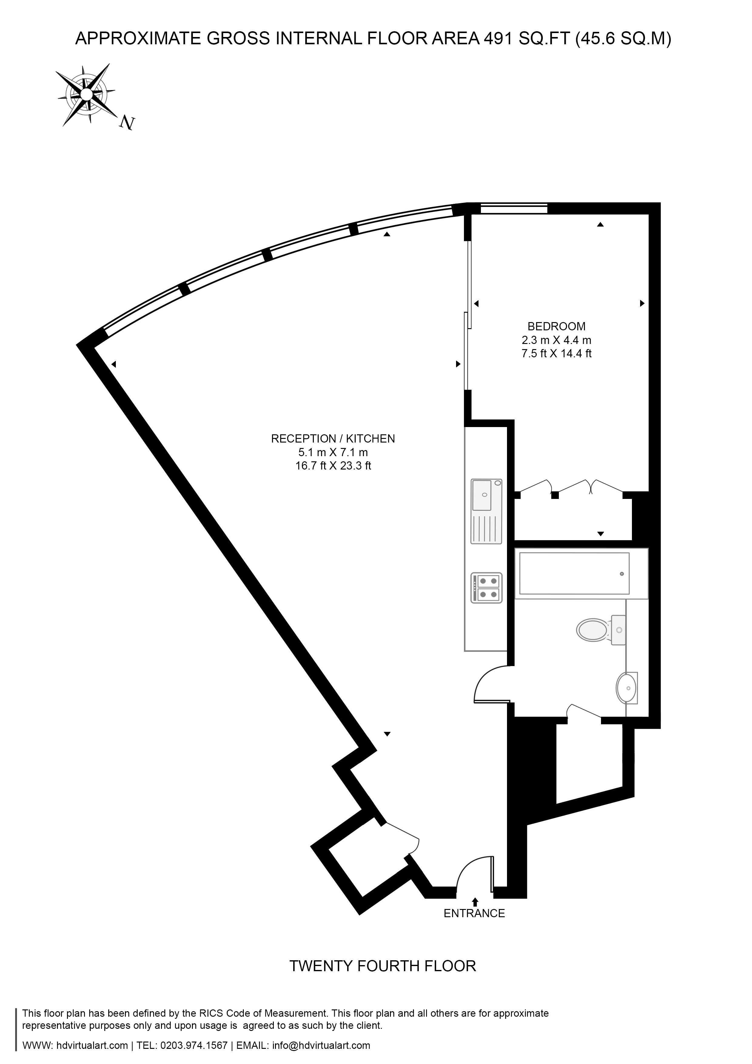 1 bedroom  for sale in St. George Wharf, Nine Elms, SW8-Floorplan