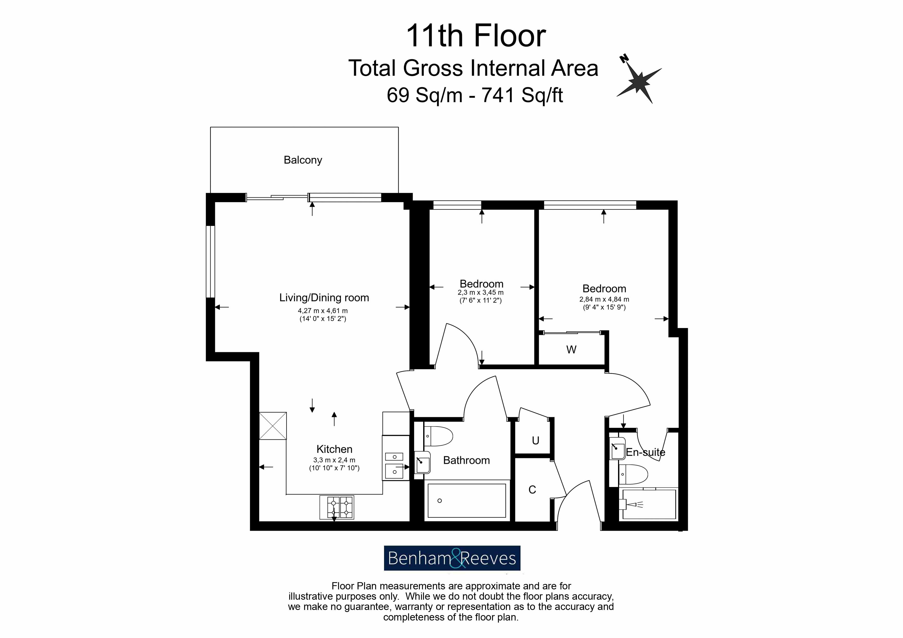 2  bedrooms flat to rent in Cherry Orchard Road, Croydon, CR0-Floorplan