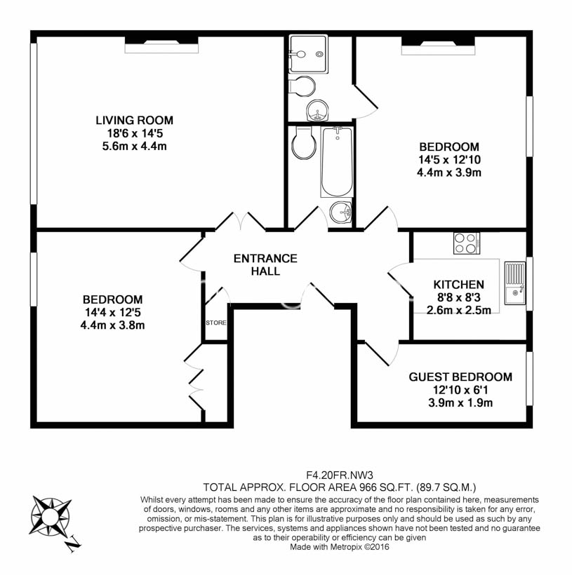 3  bedrooms flat to rent in Frognal Lane, Hampstead, NW3-Floorplan