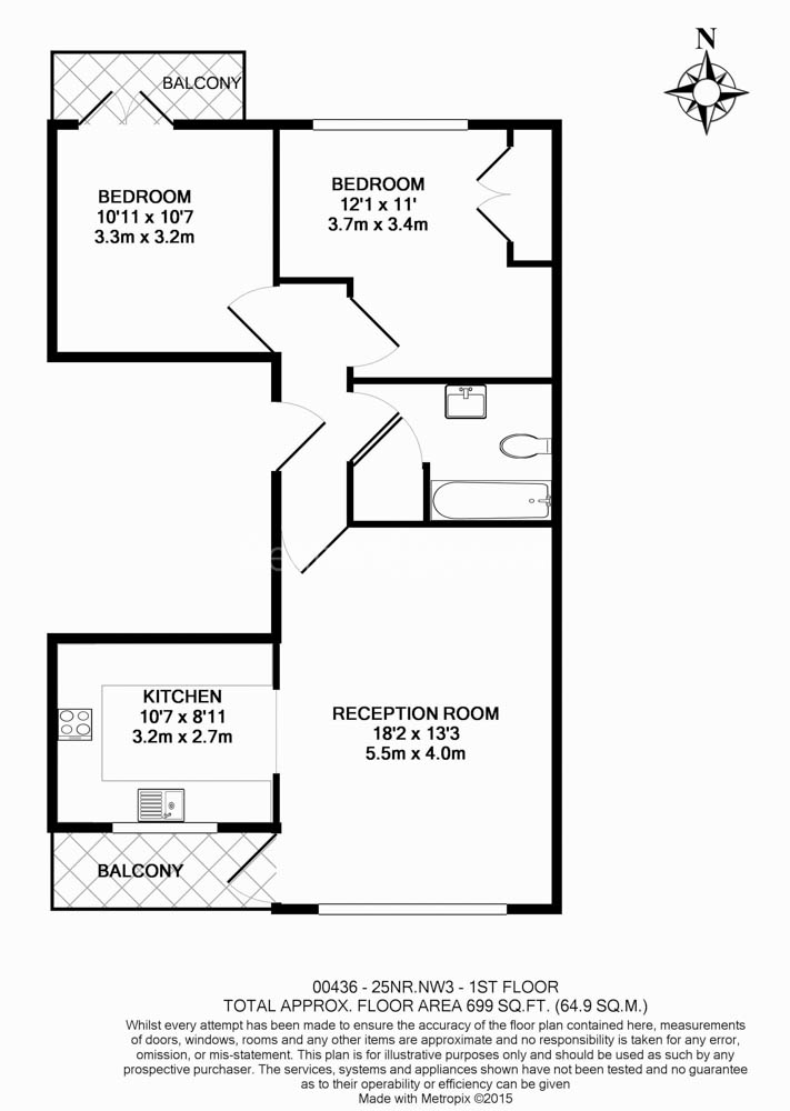 2  bedrooms flat to rent in Nassington Road, Hampstead, NW3-Floorplan