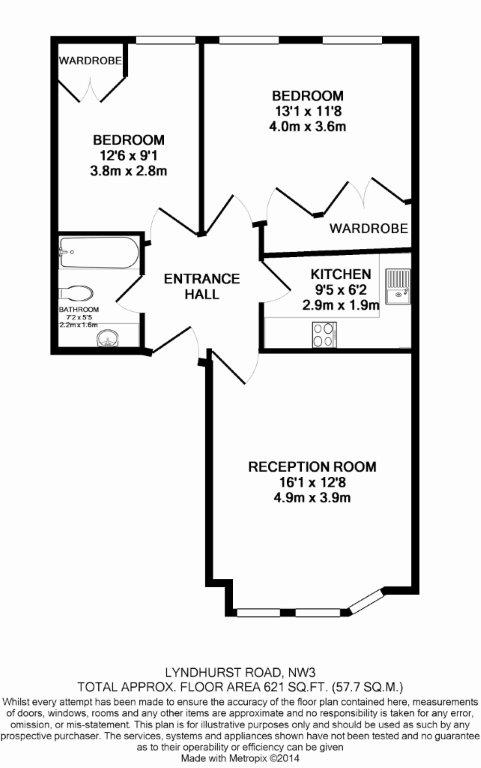 2 bedrooms flat to rent in Lyndhurst Road, Hampstead, NW3-Floorplan