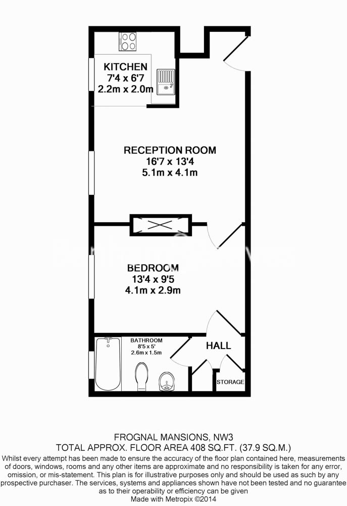 1  bedroom flat to rent in Frognal, Hampstead, NW3-Floorplan