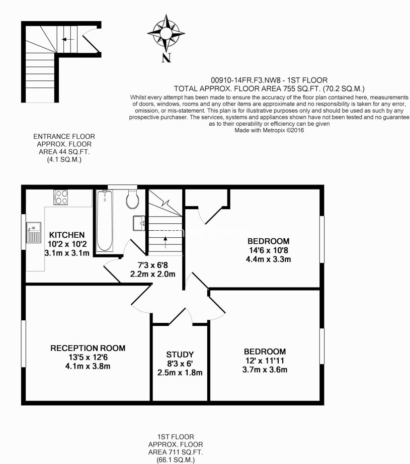 2 bedrooms flat to rent in Finchley Road, St John's Wood, NW8-Floorplan