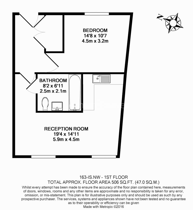 1 bedroom flat to rent in Iverson Road, West Hampstead, NW6-Floorplan