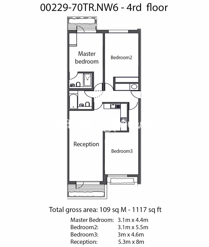 3  bedrooms flat to rent in Maygrove Road, West Hampstead, NW6-Floorplan