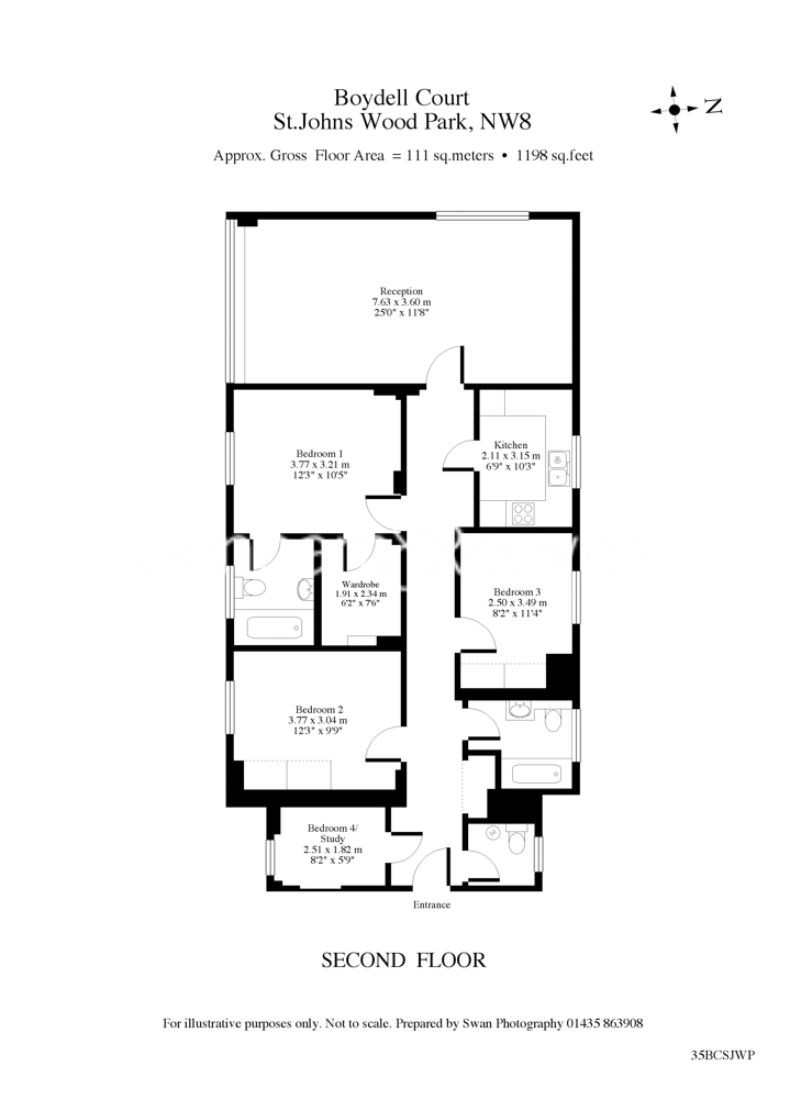 3  bedrooms flat to rent in St. Johns Wood Park, Hampstead, NW8-Floorplan