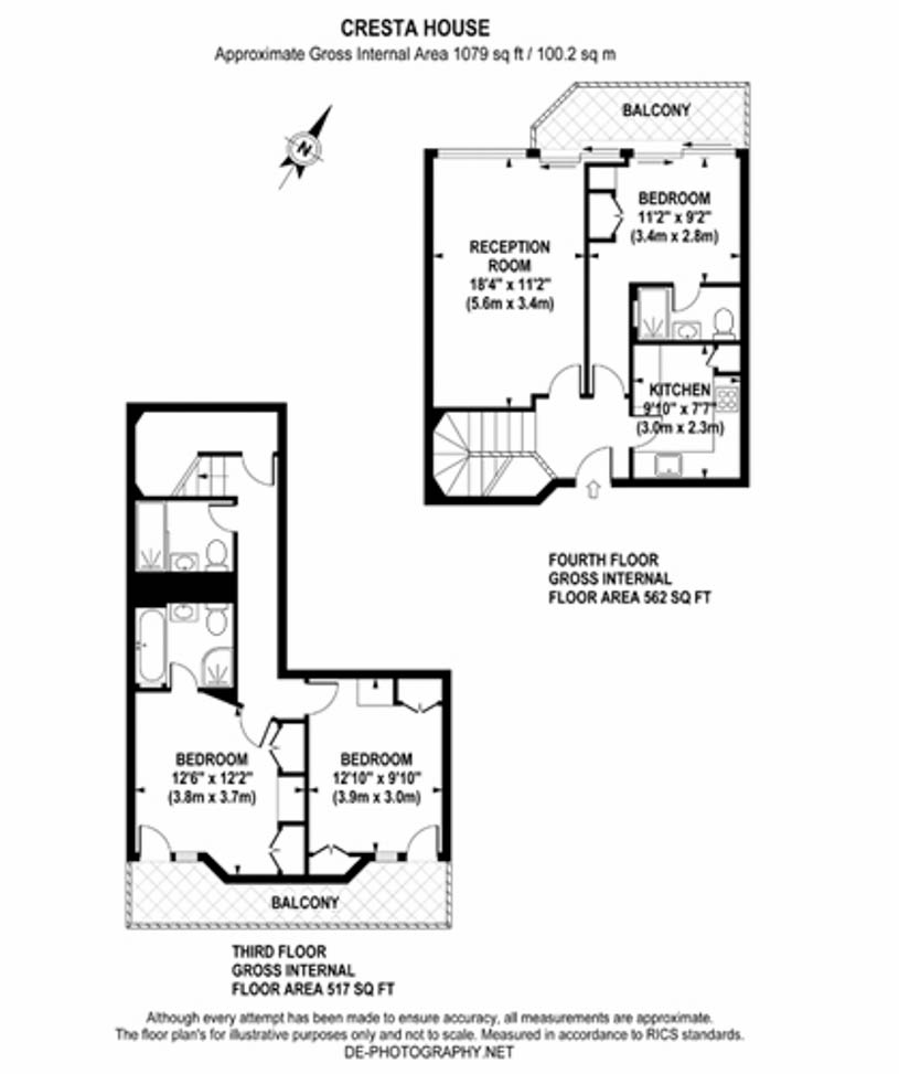 3  bedrooms flat to rent in Cresta House, Finchley Road, NW3-Floorplan