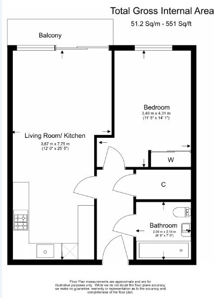 1  bedroom flat to rent in Damsel Walk, West Hendon, NW9-Floorplan
