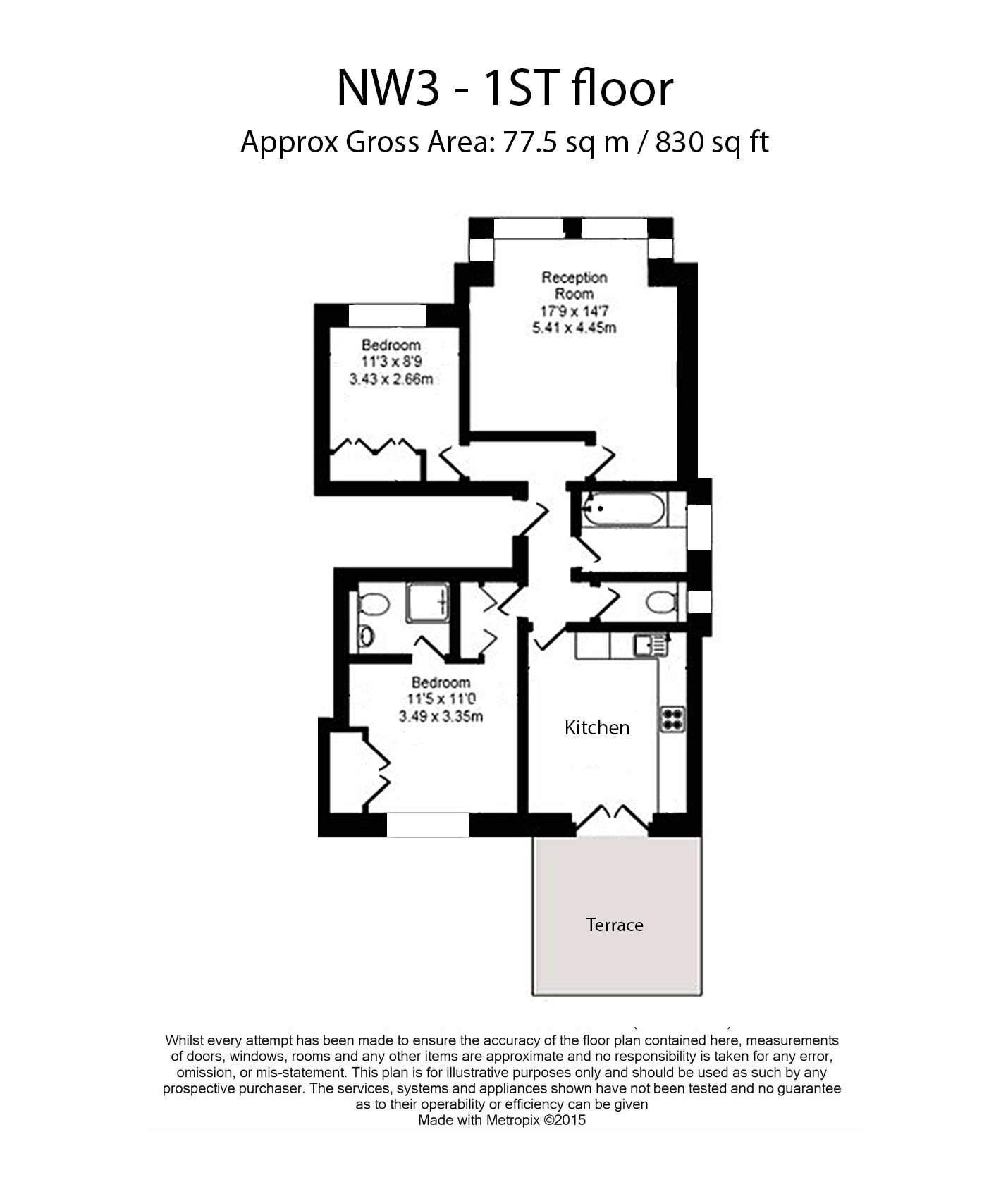 2  bedrooms flat to rent in Eldon Grove, Hampstead, NW3-Floorplan