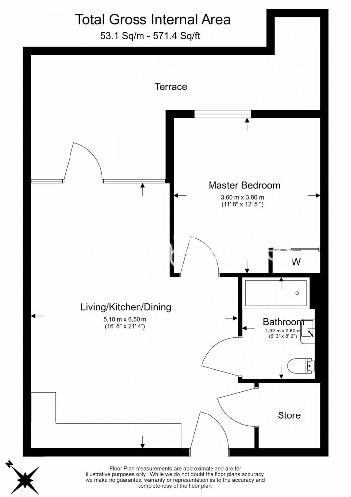 1  bedroom flat to rent in Royal Engineers Way, Mill Hill, NW7-Floorplan