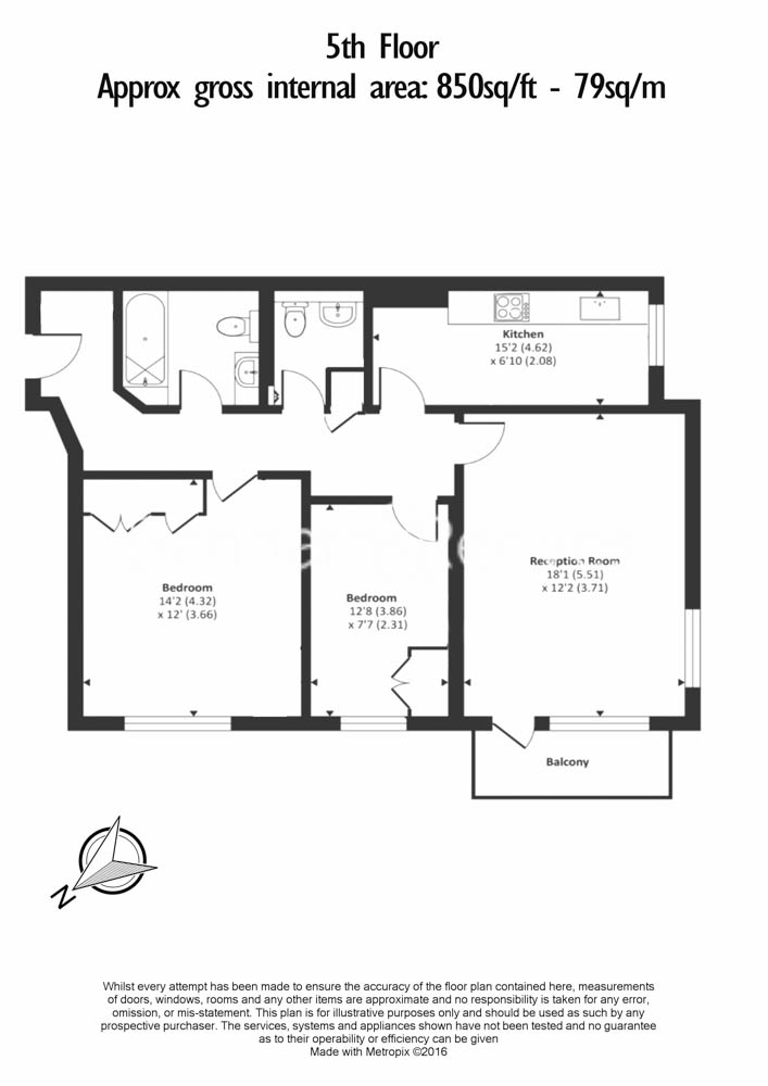 2  bedrooms flat to rent in Fairfax Road, Hampstead, NW6-Floorplan