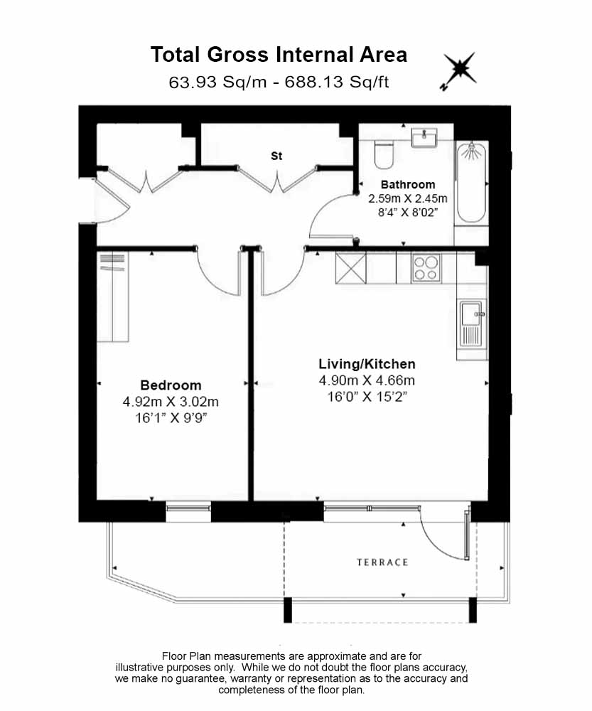 1  bedroom flat to rent in Buttercup apartments, Mill Hill East, NW7-Floorplan