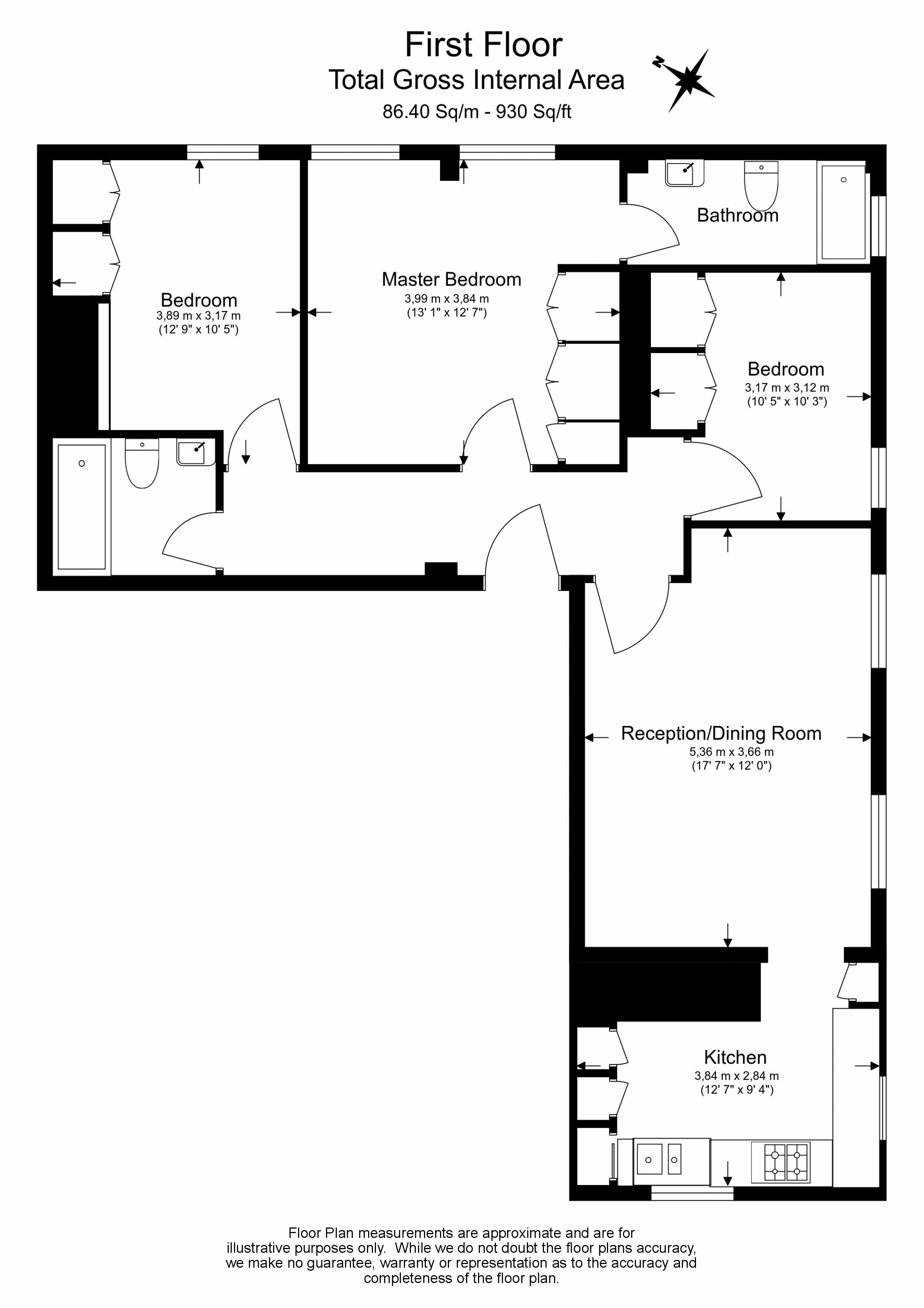 3  bedrooms flat to rent in Ladywell Court, Hampstead, NW3-Floorplan