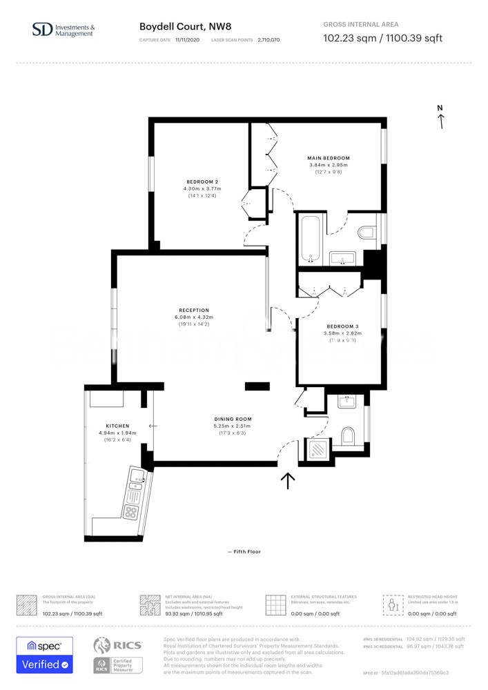 3  bedrooms flat to rent in Boydell Court, St. Johns Wood Park, NW8-Floorplan