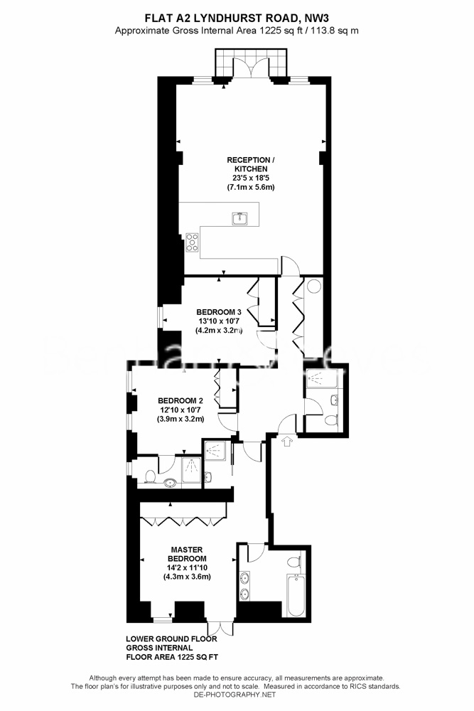 3  bedrooms flat to rent in Lyndhurst Road, Hampstead, NW3-Floorplan