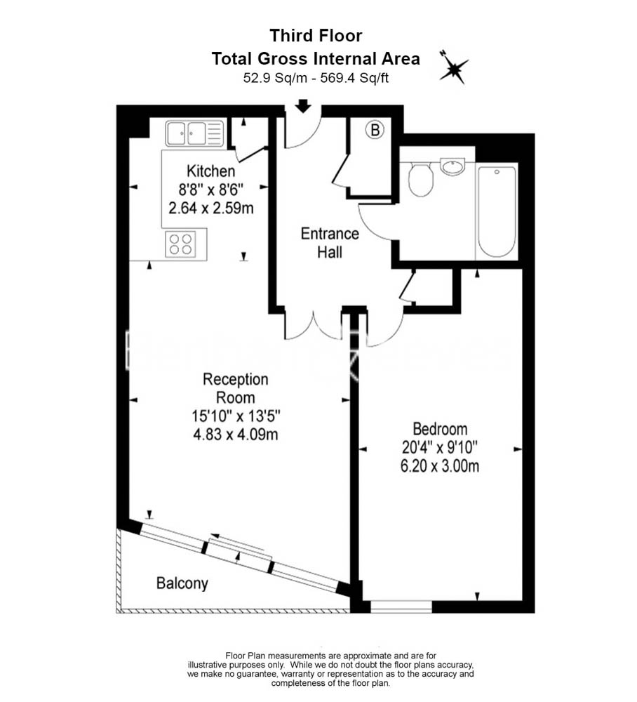 1  bedroom flat to rent in Winchester Road, Hampstead, NW3-Floorplan