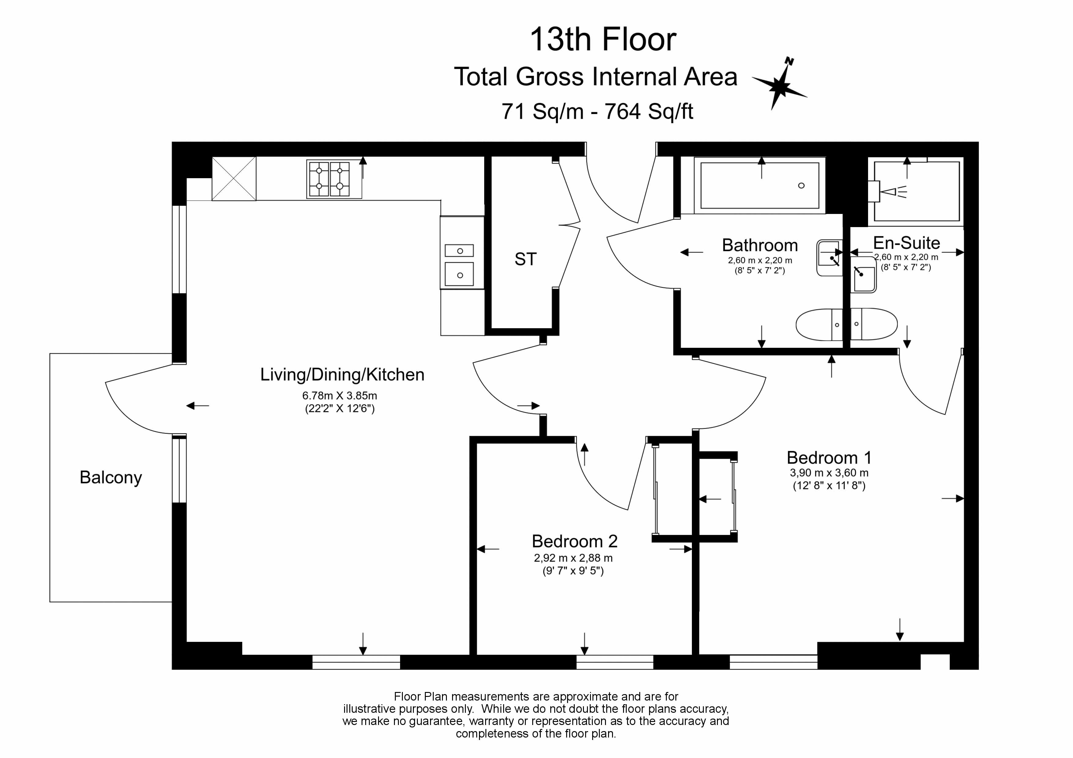 2  bedrooms flat to rent in North End Road, Wembley, HA9-Floorplan