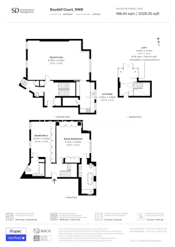 2 bedrooms flat to rent in Boydell Court, Hampstead, NW8-Floorplan